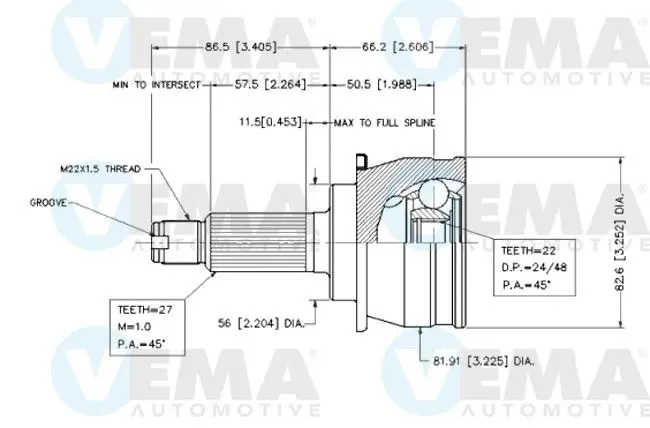 Handler.Part Joint kit, drive shaft VEMA 18536 1