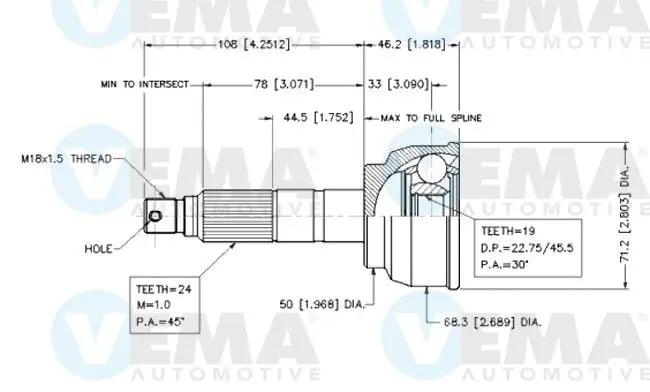 Handler.Part Joint kit, drive shaft VEMA 18539 1