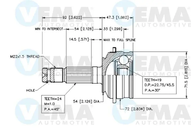 Handler.Part Joint kit, drive shaft VEMA 18540 1