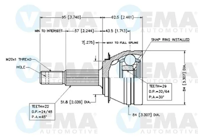 Handler.Part Joint kit, drive shaft VEMA 18544 1