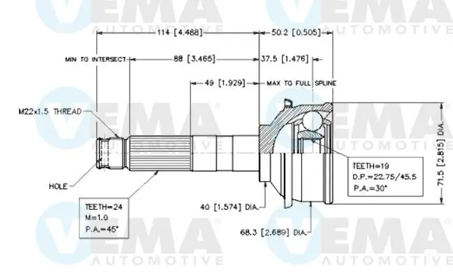 Handler.Part Joint kit, drive shaft VEMA 18554 1