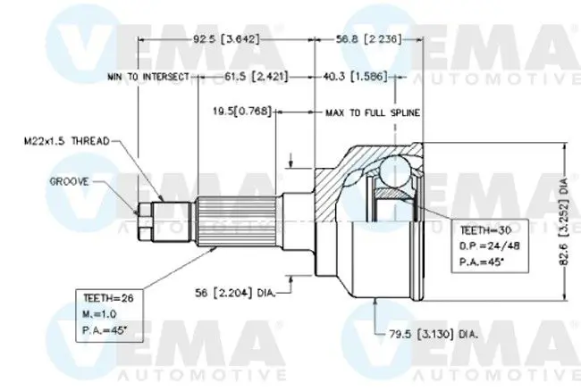 Handler.Part Joint kit, drive shaft VEMA 18555 1