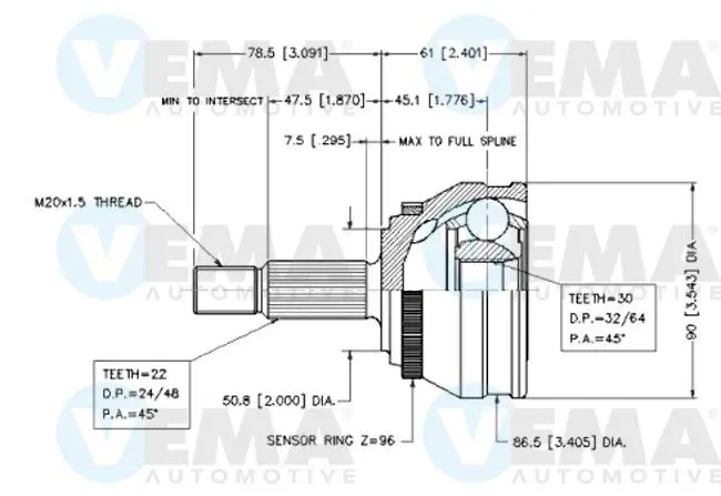 Handler.Part Joint kit, drive shaft VEMA 18559 1