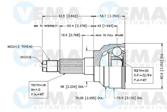 Handler.Part Joint kit, drive shaft VEMA 18566 1