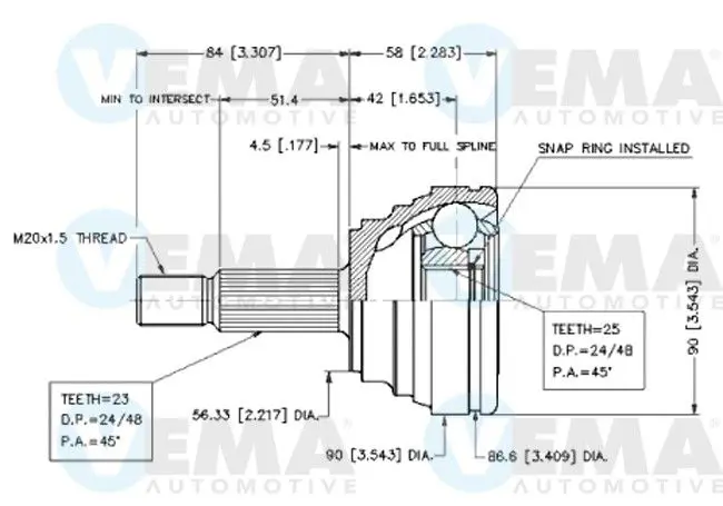 Handler.Part Joint kit, drive shaft VEMA 18570 1