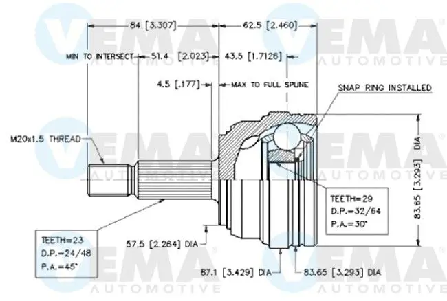 Handler.Part Joint kit, drive shaft VEMA 18573 1