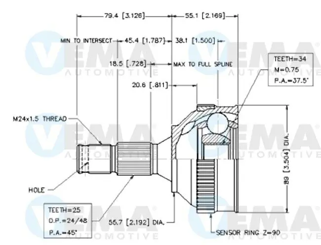 Handler.Part Joint kit, drive shaft VEMA 18575 1