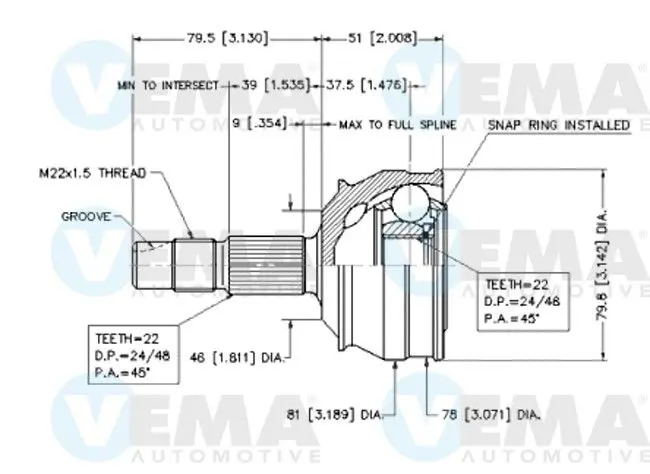 Handler.Part Joint kit, drive shaft VEMA 18583 1