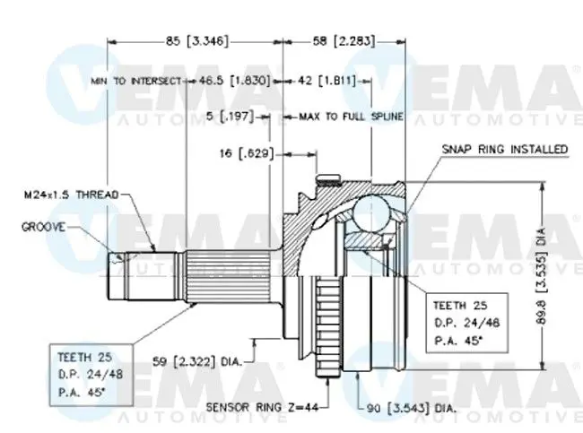 Handler.Part Joint kit, drive shaft VEMA 18585 1