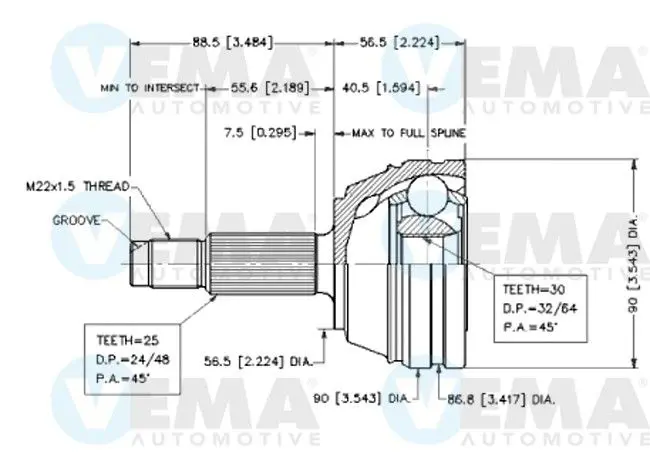 Handler.Part Joint kit, drive shaft VEMA 18600 1