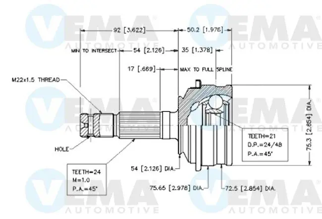 Handler.Part Joint kit, drive shaft VEMA 18604 1