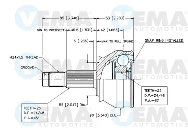 Handler.Part Joint kit, drive shaft VEMA 18608 1