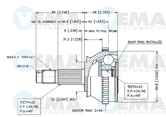 Handler.Part Joint kit, drive shaft VEMA 18609 1