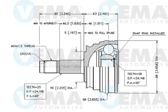 Handler.Part Joint kit, drive shaft VEMA 18612 1