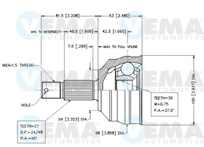 Handler.Part Joint kit, drive shaft VEMA 18615 1