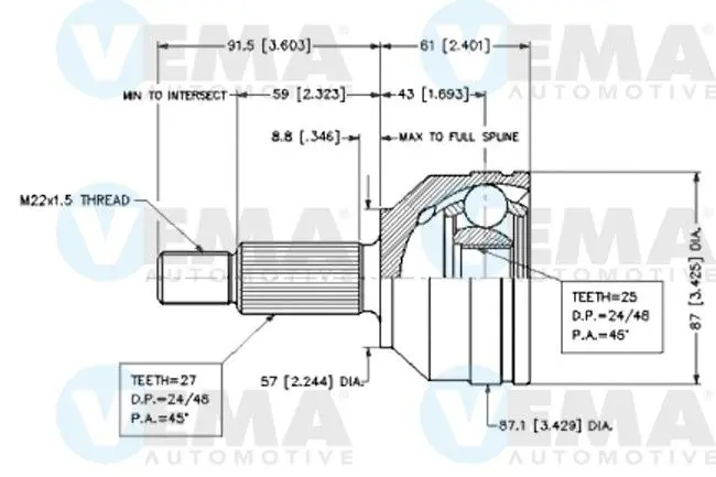 Handler.Part Joint kit, drive shaft VEMA 18622 1