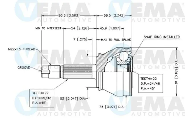 Handler.Part Joint kit, drive shaft VEMA 18626 1