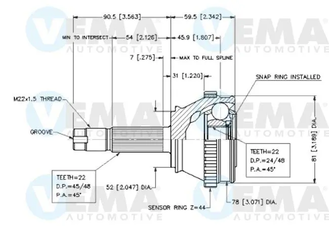 Handler.Part Joint kit, drive shaft VEMA 18627 1