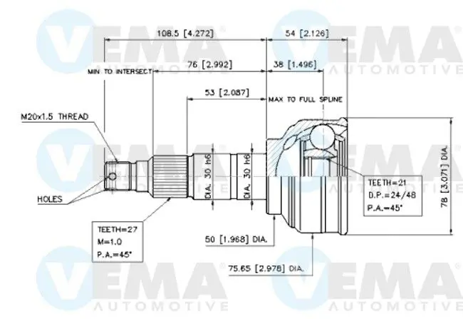 Handler.Part Joint kit, drive shaft VEMA 18653 1