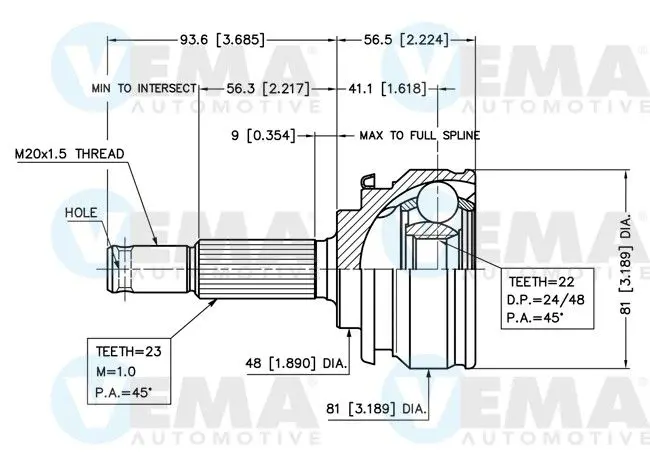 Handler.Part Joint kit, drive shaft VEMA 18654 1