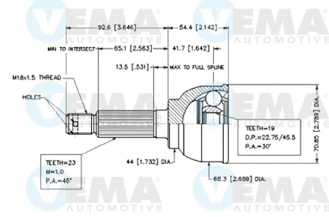 Handler.Part Joint kit, drive shaft VEMA 18670 1