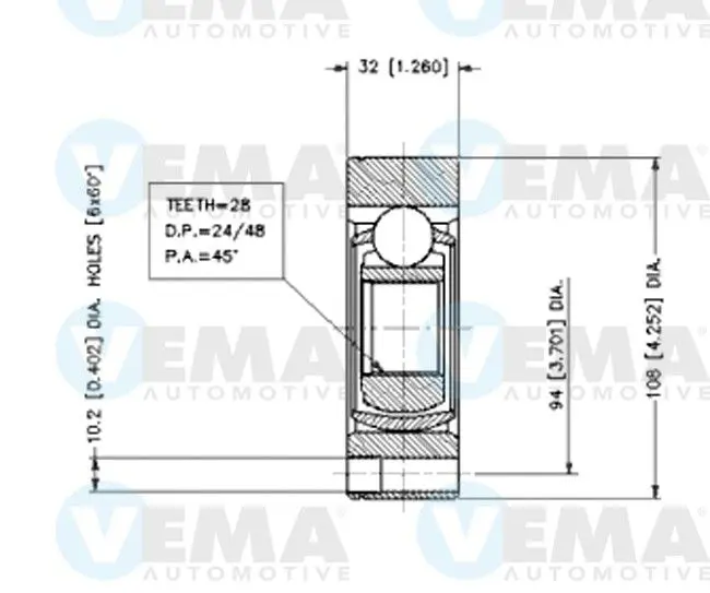 Handler.Part Joint kit, drive shaft VEMA 18686 1