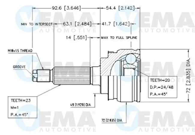 Handler.Part Joint kit, drive shaft VEMA 18783 1