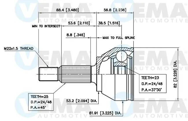 Handler.Part Joint kit, drive shaft VEMA 18817 1