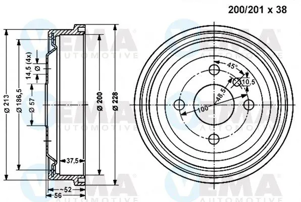 Handler.Part Brake drum VEMA 800827 1