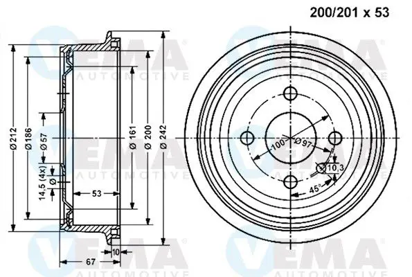 Handler.Part Brake drum VEMA 800828 1