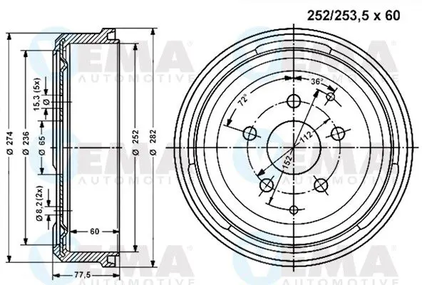 Handler.Part Brake drum VEMA 800854 1