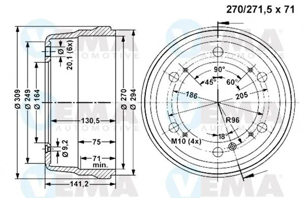 Handler.Part Brake drum VEMA 800855 1