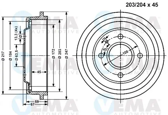 Handler.Part Brake drum VEMA 800991 1