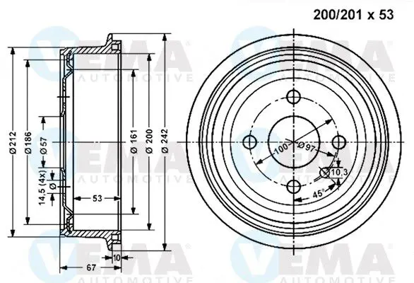 Handler.Part Brake drum VEMA 800992 1