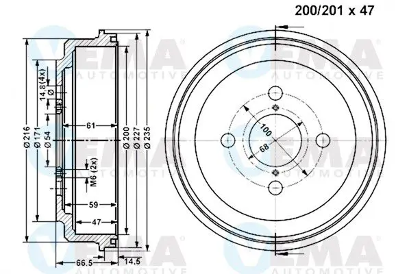 Handler.Part Brake drum VEMA 801074 1