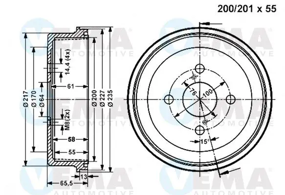 Handler.Part Brake drum VEMA 801075 1