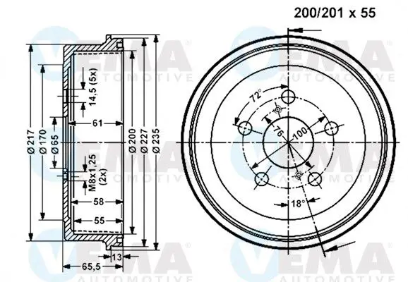 Handler.Part Brake drum VEMA 801084 1