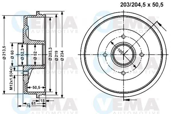 Handler.Part Brake drum VEMA 801094 1