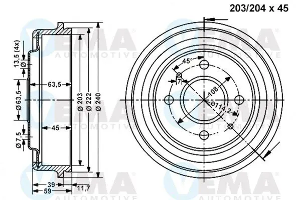 Handler.Part Brake drum VEMA 801167 1