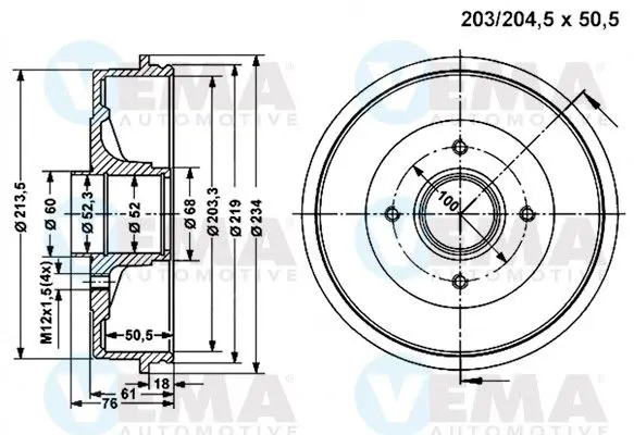 Handler.Part Brake drum VEMA 801218 1