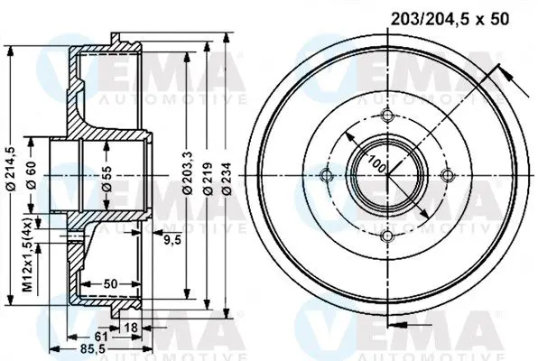 Handler.Part Brake drum VEMA 801219 1