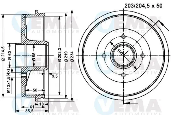 Handler.Part Brake drum VEMA 801220 1