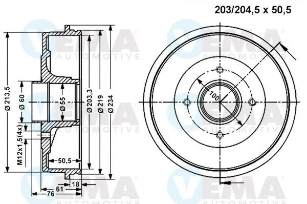 Handler.Part Brake drum VEMA 801221 1