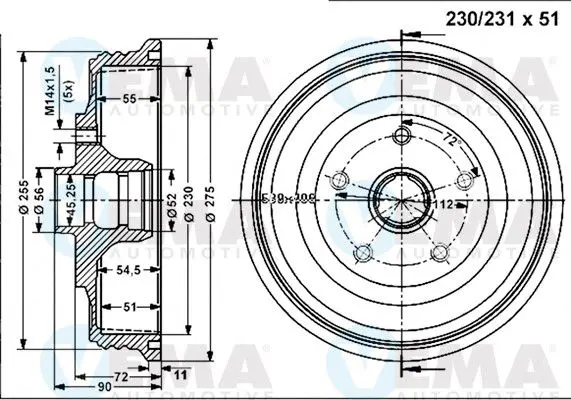 Handler.Part Brake drum VEMA 801235 1