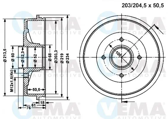 Handler.Part Brake drum VEMA 801312 1