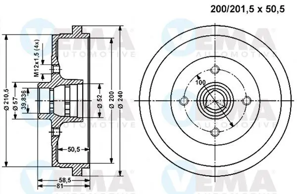 Handler.Part Brake drum VEMA 801321 1