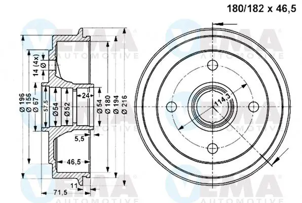 Handler.Part Brake drum VEMA 801328 1