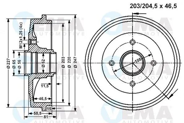 Handler.Part Brake drum VEMA 801336 1