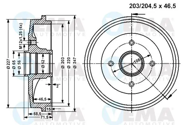 Handler.Part Brake drum VEMA 801337 1