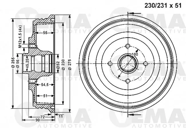 Handler.Part Brake drum VEMA 801232 1